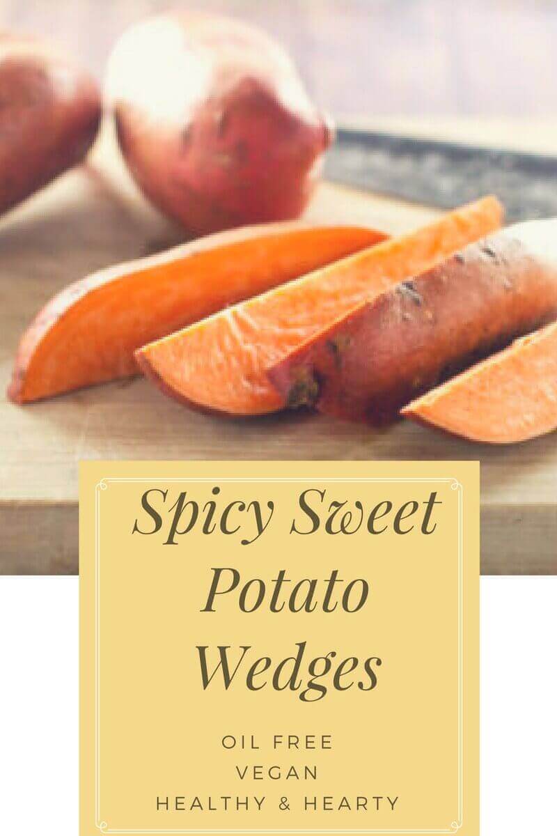 Spicy Baked Sweet Potato Wedges Oil Free-Vegan